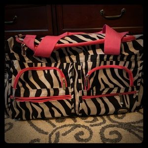 Rockland Pink/Zebra Print Rolling Duffle Bag